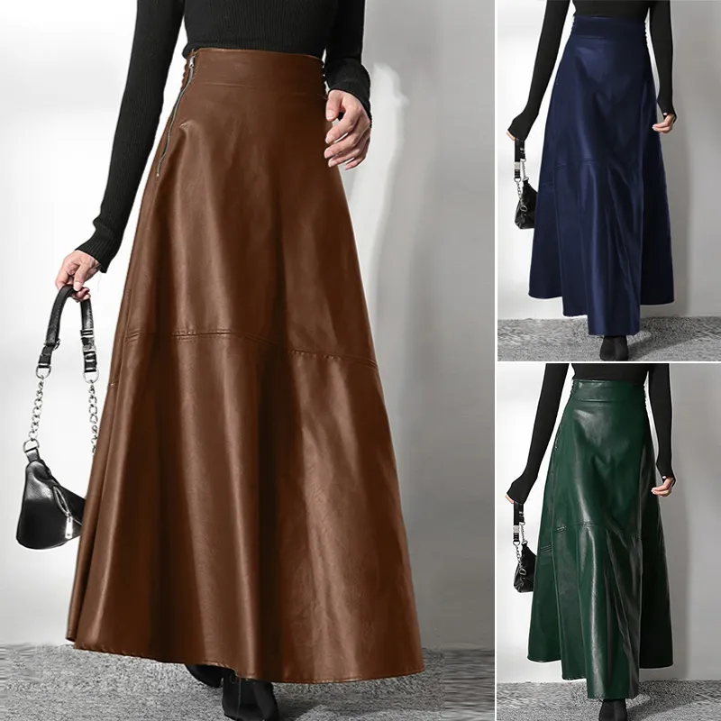 Long maxi leather skirts best sale