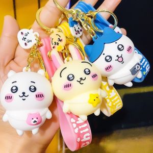 Cartoon Chiikawa Hachiware Doll Keychain Kawaii Usagi Student Schoolbag Decoration Pendant Car Keychain Accessory Girls Kids Gifts