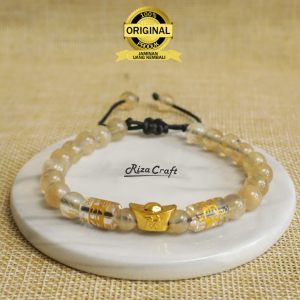 Gelang Aesthetic Pria Wanita Keren Terbaru Tali Serut Batu Kristal Alam Akik Citrine Citrin Agate Lapis Mas Kecil Cowok Cewek Dewasa Korea Style Import Mewah Elegan