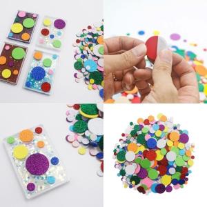 160 Pcs Glittering Foam Sticker Colorful Round Sticker Arts Crafts Supplies for Greeting Cards Scrapbooking Decoration
