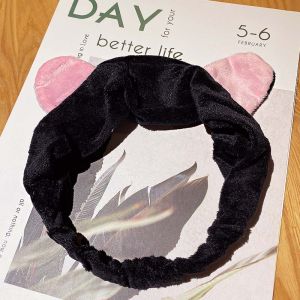 Korean Cute Plush Headband Women Face Wash & Makeup Headband Elastic Hair Band with Cartoon Ears Exercise Hairband