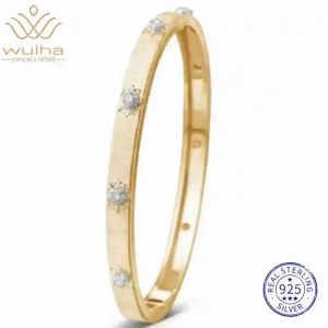 WUIHA Vintage 925 Sterling Silver Lab Sapphire High Carbon Diamonds Gemstone Wedding Engagement Bracelet Bangle Fine Jewelry