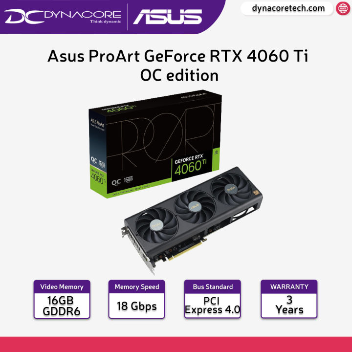 Asus ProArt GeForce RTX 4060 Ti OC edition 16GB GDDR6 Graphics Card ...
