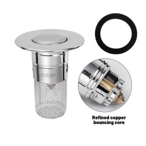 Drain Strainer Stainless Steel Pop-Up Wash Basin Leak Plug Anti-Odor Bouncing Core Sink Filter Bathroom Kitchen Sink Plug Stopper