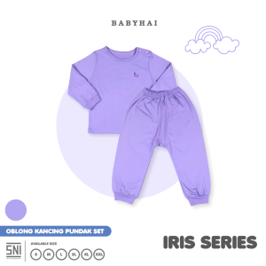 BABY HAI Iris Set - Setelan Kancing Pundak Polos Baju Panjang Celana Panjang - Seri Purple