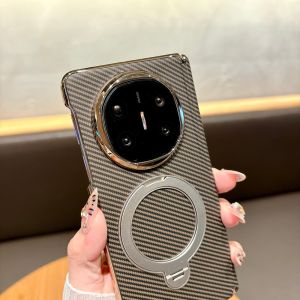 For Huawei Honor Magic V5  Case Hard Carbon fiber Ring Stand  wireless charging Protective Back Cover For Magic V5 Shell