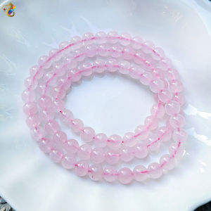 Premium Grade Natural Rose Quartz 3 Rounds Bracelet