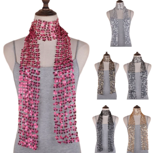 Sparkling Choker Sequins Collar for Women Wide Collar Blingbling Sequins Neck Tie Scarf Party Evening Costume