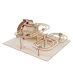 DIY Robotic Marble Run Kayu Mainan Mainan Edukasi Sains Anak Model Rakitan Bola Kelereng