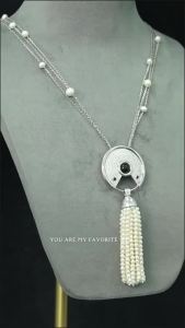 WUIHA Vintage 100% 925 Sterling Silver Lab Sapphire Pearls High Carbon Diamond Gemstone Pendant Necklace Fine Jewelry Wholesale