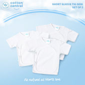 Cotton Central™ (3 pcs) Short Sleeve Tie-Side / Tieside Newborn Infant Baby 100% USA Cotton Boy Girl Stuff And Clothes
