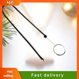 HB Creative Fun Magnifier Design Long Pendant Necklace For Women Fashion Black Leather String Sweater Chain Jewelry Accessory