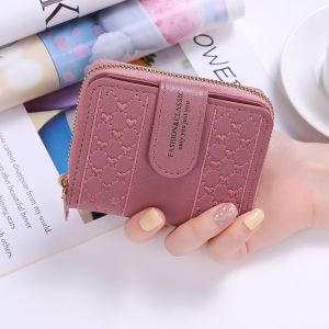 Azgalery D64 / Dompet Lipat Mini Wanita Banyak Ruang Penyimpanan Uang Kertas Kartu Koin Multifungsi Bahan Kulit PU Card Holder Women Fashion Wallet Motif Love / COD