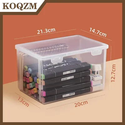 KOQZM Nhựa lưu trữ container với chốt Nắp công suất lớn trong suốt nhựa lưu trữ hộp máy tính để bàn tổ chức vật tư văn phòng