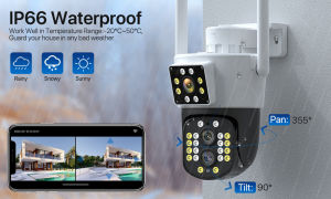 Camera IP Wifi 3 Mắt 5K 8MP  - Camera Yoosee PTZ 3 Mắt Xem 2 Màn Hình Cùng Lúc 8.0MPX Zoom 6X Xoay 360 Độ Giám Sát Ngoài Trời  Xem Đêm Có Màu  Hỗ Trợ Đàm Thoại 2 Chiều Chống Nước An Toàn Chuẩn IP66– Hàng Chính Hãng 12 Tháng