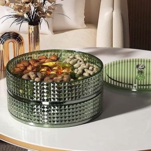 Khay Đựng Mứt Tết Xoay 360 Độ Khay Bánh Kẹo Kim Cương Núm Pha Lê Sang Trọng Cao Cấp Decor Phòng Khách 1 Tầng 2 Tầng Nhựa Nguyên Sinh An Toàn