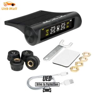 [UEB Mall] Car Tire Pressure Monitoring Tool with 4 External Sensors Tire Pressure Monitoring System Digital LCD Display for Sedan RV Trailer Truck