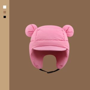 PLLEWY Windproof Bear Ears Hat Warm Thermal Layer Padded Ear Protection Hat Cute Adjustable Strap Winter Cycling Hat Winter