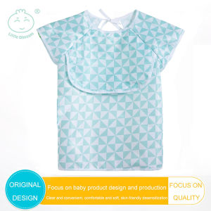 Short sleeves Feeding Bib Waterproof Feeding Bibs Apron with Top Pocket Bag for Babies/Toddlers/Infants