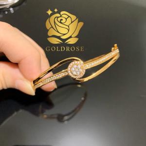 Gelang Titanium SW2 Lapis Emas 18k ANTI KARAT crystal swarovski perhiasan bangle wanita hadiah unik