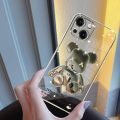 Ốp iphone Bearbrick 3D - Viền nổi bảo vệ Camera - Họa tiết gấu nổi - Ốp trong suốt viền tráng gương IP44. 