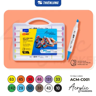 Bút sơn/ Bút lông 12/24/36 màu - Acrylic Markers 2 đầu ngòi ThiênLong Colokit - Màu sắc tươi sáng Trang trí đa chất liệu