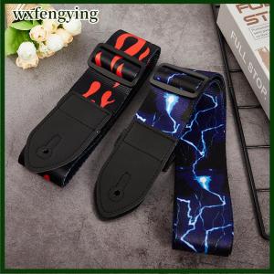 wxfengying สายกีตาร์ Multi-Color เข็มขัดปรับสีสันพิมพ์สายกีตาร์ไนลอน