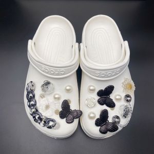 Crocs Charms Shoes Accessories Black Purple Butterfly Shoe Chain Detachable DIY Shoe Flower Buckle Set for Crocs