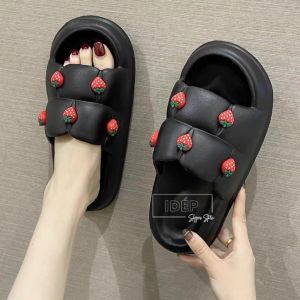 Dép bánh mì nữ quai ngang đế cao 3cm gắn sticker HOA dễ thương chất EVA siêu nhẹ êm chân iDÉP DL261