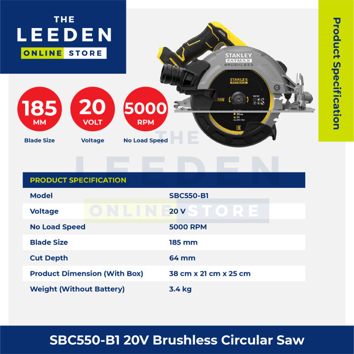 STANLEY%20SBC550-B1%2020V%20Brushless%20Circular%20Saw%20(Bare%20Unit)%20by%20Leeden%20Online%20Store%20-%20Image%205