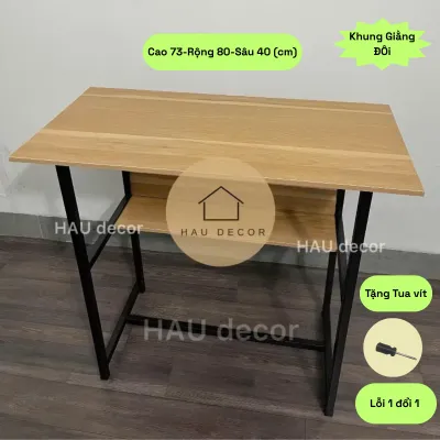 Bản mới 2026 - Bàn học bàn làm việc học sinh sinh viên chân sắt tĩnh điện chắc chắn mặt gỗ lắp ráp dễ dàng