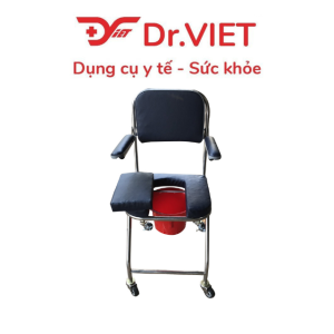 Ghế vệ sinh mặt nệm có bánh xe Đức Cường chăm sóc bệnh nhân người già