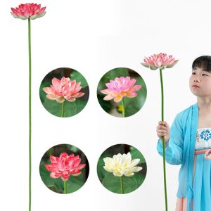LIEYH Artistic Landscape Artificial Flower Long Stem DIY Decoration Decorative Fake Flower Home Ponds Decor with Rod Lotus Leaf Wedding Decoration