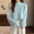 Longsleeve Fury Crop Sweater Tebal (5326) // MODI Top Switer Lengan panjang Rajut Import Bulu bulu halus  Crop Thick Sweater Atasan Wanita Korean Style Kekinian. 