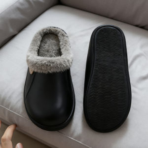 Smile Winter Fur Lined Clogs Women Fuzzy Slippers Men Warm House Slippers Adult Outdoor Waterproof Slippers Comfort Garden Clogs2026