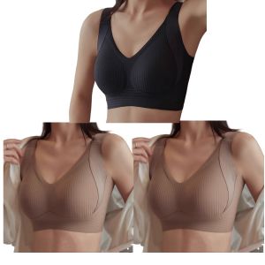 3Pcs/Set Seamless Bra Women Gathered Non-wired Adjustable Tank Tops Comfort Soft Support Thin Cup Bra Lingerie M-4XL