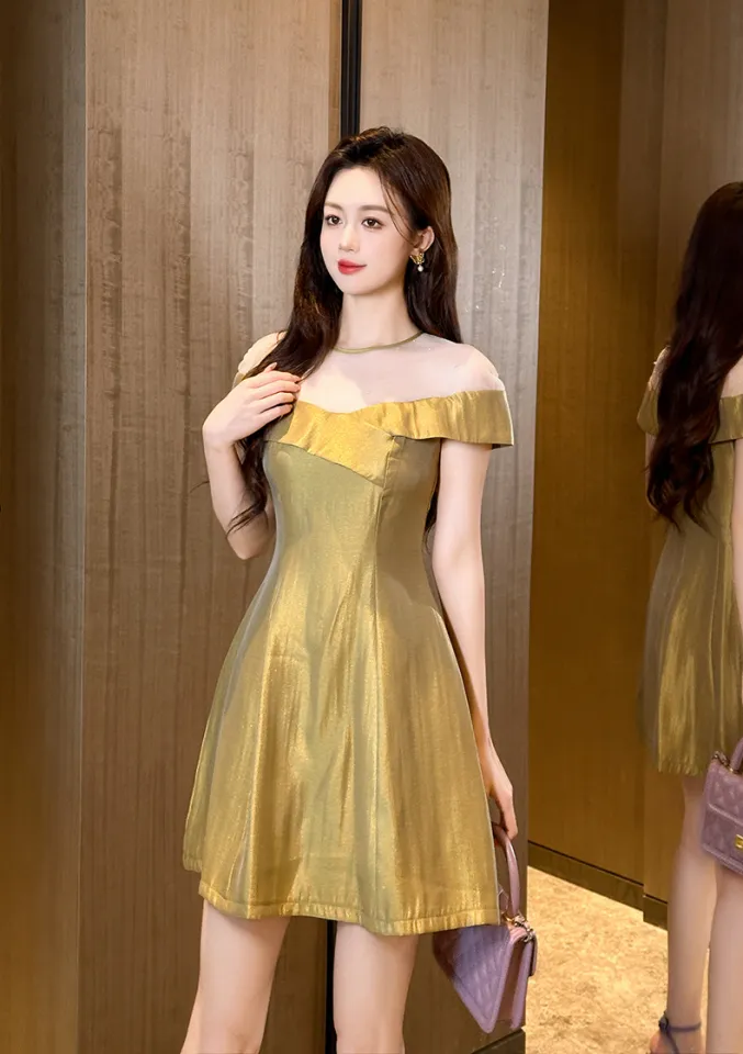 gold casual dress Jluxlabel Women's Ruched Metallic Maxi Dress main image 0