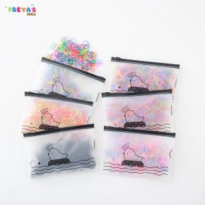 FR-C586 Ikat Rambut Elastis Motif Polos 1000 PCS Bahan Karet Aksesoris Rambut Anak / Kunciran Rambut Anak Free Pouch