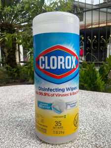 [พร้อมส่ง] ถูกที่สุด CLOROX ทิชชู่​เปียกสำหรับทำความสะอาดฆ่าเชื้อโรค แผ่นเช็ดทำความสะอาดฆ่าเชื้อ กระปุกใหญ่ 35แผ่น