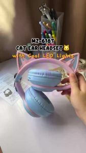 NEW Trendy LED Cat Ear Headset Bluetooth 5.1 Telinga Kucing dengan Bass Mantap dan Mikrofon Wireless Gaming Headphone