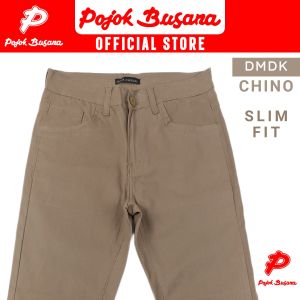 Pojok Busana DMDK Chino Pants Black Slim Fit Pria - Bawahan Celana Panjang Premium Cotton Stretch