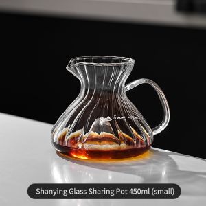 BINCOO Hand Brewing Coffee Pot Set Glass Filter Cup Coffee Dirpper Set with Glass Sharing Pot Set 450ML/550ML