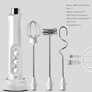 House Life 3 In 1 Portable Rechargeable Electronic Milk Frother Foam Maker Handheld Foamer High Speeds Drink Mixer Coffee Frothing Wand
