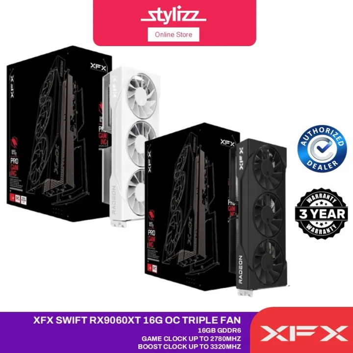 XFX Swift AMD Radeon RX 9060 XT OC Triple Fan Gaming Edition 16GB GDDR6 Graphic Video Card GPU VGA
