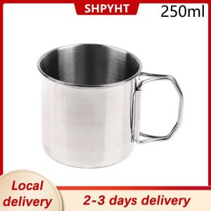 [COD] SHPYHT Local delivery Ship within 24 hours 1Pc Stainless Steel Folding Handle Cup Portable Carabiner Cup Outdoor Camping Cups for Home Outdoor Camping Accessories