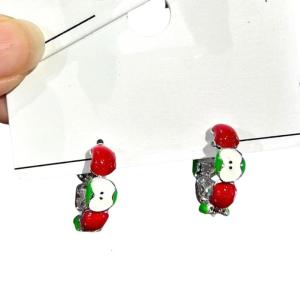 Thu nhỏ táo hình Bông tai hợp thời trang màu đỏ nhỏ giọt dầu những chiếc khuyên tai Phụ kiện thời trang cho thanh thiếu niên và người lớn