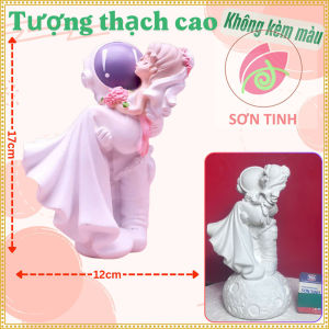 Tượng thạch cao trắng Labubu đội nón M95 (Không kèm màu) Bé Tô Màu Tô Tượng