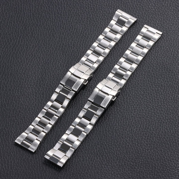 20mm 22mm Middle Polished Stainless Steel Watch Band Waterproof