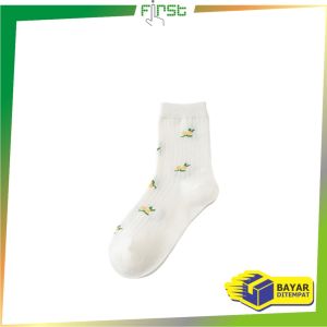 FH-P589 Kaos Kaki Wanita Karakter Bear Korean Style / Kaos Kaki Pendek Wanita Korea Motif Bunga Tulip / Kaus Kaki Putih Women Socks Import