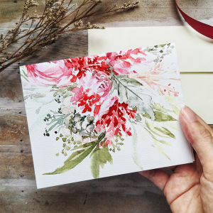 "Blooms berries & cheers!" 4.25x5.5" Christmas card with envelope-solo